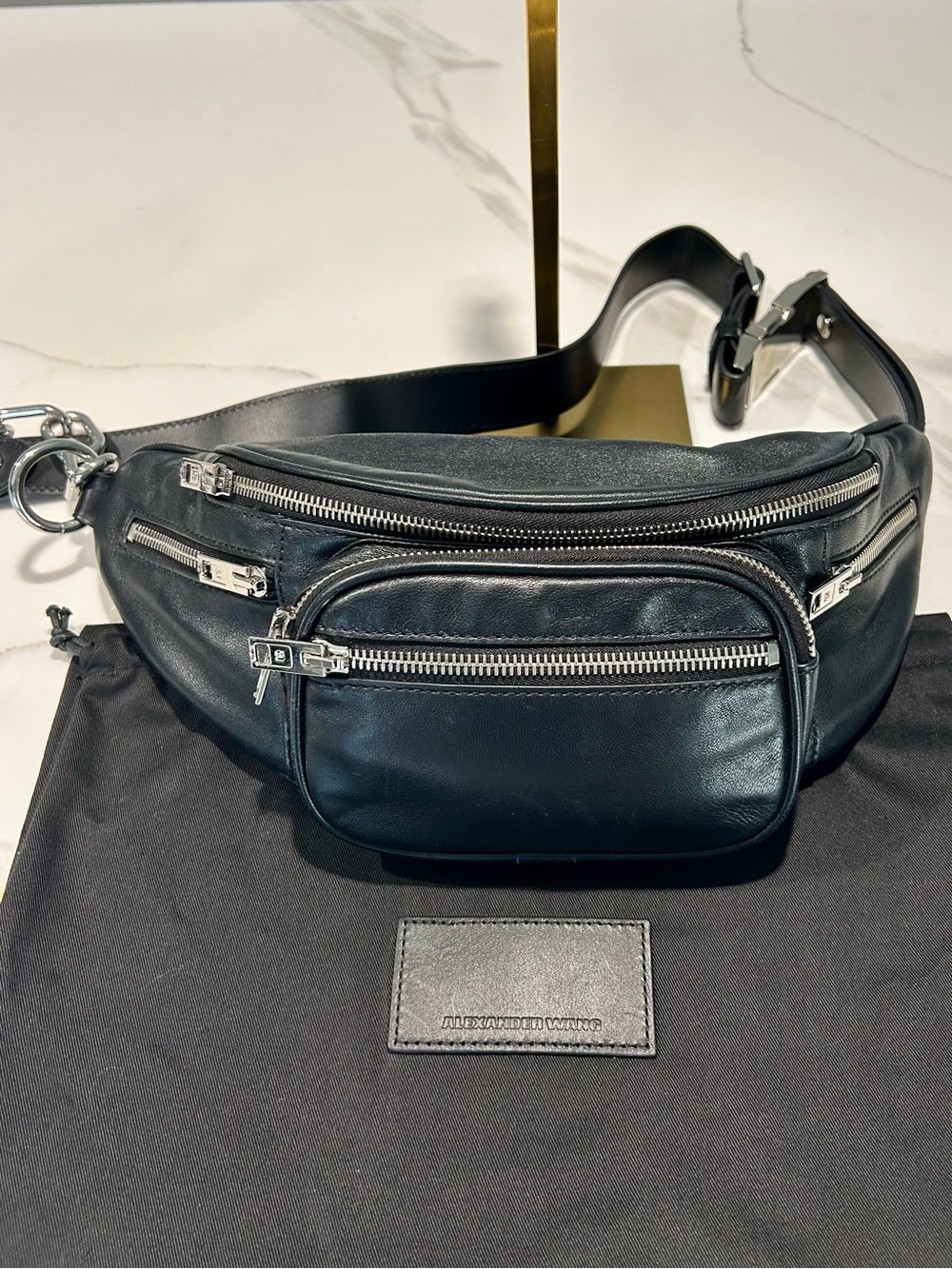 Alexander Wang Black Leather Multi-Zip Belt Bag